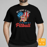 Pit Bull Dog Themed Clothes - Gifts for Dog Lovers - Canine Tee Shirts For Humans - My Heart Is Held By The Paws Of A Pitbull T-Shirt - Black, Plus Size