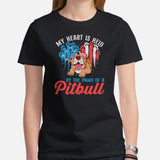 Pit Bull Dog Themed Clothes - Gifts for Dog Lovers - Canine Tee Shirts For Humans - My Heart Is Held By The Paws Of A Pitbull T-Shirt - Black, Women