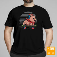 Pit Bull Dog Themed Clothes - Gifts for Skaters & Bully Dog Lovers - Funny Canine Tee Shirts For Humans - Cute Puppy Skating T-Shirt - Black, Plus Size