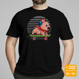 Pit Bull Dog Themed Clothes - Gifts for Skaters & Bully Dog Lovers - Funny Canine Tee Shirts For Humans - Cute Puppy Skating T-Shirt - Black, Plus Size