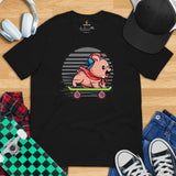 Pit Bull Dog Themed Clothes - Gifts for Skaters & Bully Dog Lovers - Funny Canine Tee Shirts For Humans - Cute Puppy Skating T-Shirt - Black