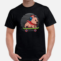 Pit Bull Dog Themed Clothes - Gifts for Skaters & Bully Dog Lovers - Funny Canine Tee Shirts For Humans - Cute Puppy Skating T-Shirt - Black, Men