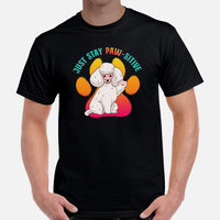 Poodle Dog Themed Clothes & Attire - Canine Tee Shirts For Humans - Gifts for Dog Moms, Dads & Lovers - Just Stay Paw-sitive T-Shirt - Black, Men