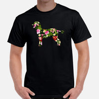Poodle Dog Themed Clothes & Attire - Funny Canine Tee Shirts For Humans - Gifts for Campers & Dog Lovers - Tropical Floral T-Shirt - Black, Men