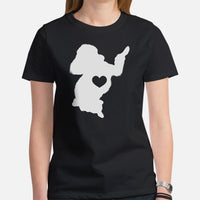 Poodle Dog Themed Clothes, Attire - Funny Canine Tee Shirts For Humans - Gifts for Dog Lovers & Owners - Cute Poodle High-fives T-Shirt - Black, Women