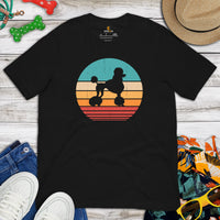 Poodle Dog Themed Clothes - Canine Tee Shirts & Outfit For Humans - Gifts for Dog Lovers & Owners - Vintage Sunset Inspired T-Shirt - Black