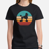 Poodle Dog Themed Clothes - Canine Tee Shirts & Outfit For Humans - Gifts for Dog Lovers & Owners - Vintage Sunset Inspired T-Shirt - Black, Women