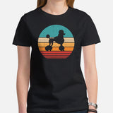 Poodle Dog Themed Clothes - Canine Tee Shirts & Outfit For Humans - Gifts for Dog Lovers & Owners - Vintage Sunset Inspired T-Shirt - Black, Women