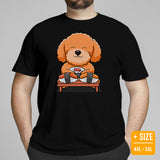 Poodle Dog Themed Clothes - Funny Canine Tee Shirts For Humans - Gifts for Dog Moms, Dads & Lovers - Cute Poodle Enjoying Sushi T-Shirt - Black, Plus Size