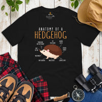 Porcupine Shirt - Anatomy of A Hedgehog T-Shirt - Ideal Gift for Hedgie Dad/Mom & Pet Lovers - Woodland Rodent, Spiky Mammal Shirt - Black