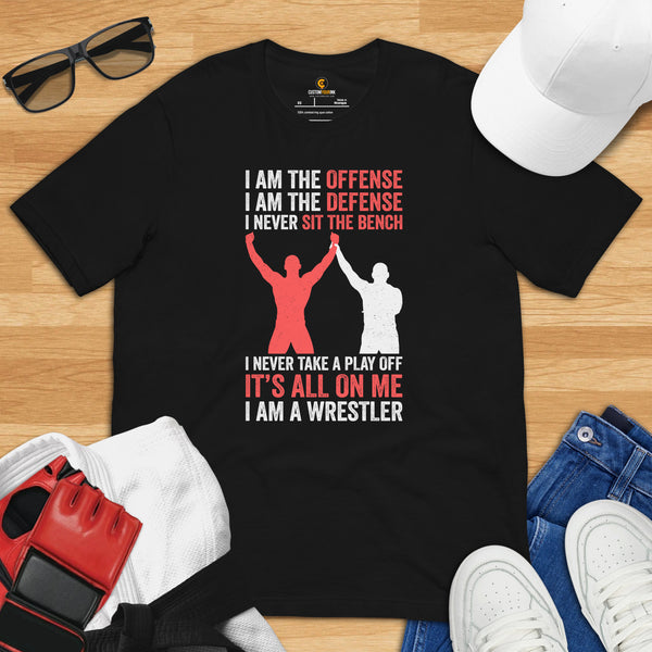 Pro Wrestling T-Shirt - Professional Mixed Martial Arts Outfit, Wear, Gear, Clothes - Gifts for Wrestlers - Funny I Am A Wrestler Tee - Black