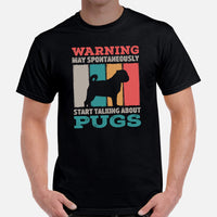 Pug Dog Themed Clothes & Attire - Canine Tee Shirts For Humans - Gifts for Dog Moms, Dads & Lovers - May Start Talking About Pugs Tee - Black, Men