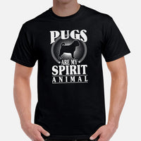 Pug Dog Themed Clothes & Attire - Canine Tee Shirts For Humans - Gifts for Dog Moms, Dads & Lovers - Pugs Are My Spirit Animal T-Shirt - Black, Men