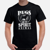 Pug Dog Themed Clothes & Attire - Canine Tee Shirts For Humans - Gifts for Dog Moms, Dads & Lovers - Pugs Are My Spirit Animal T-Shirt - Black, Men