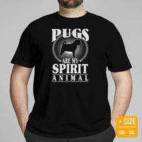 Pug Dog Themed Clothes & Attire - Canine Tee Shirts For Humans - Gifts for Dog Moms, Dads & Lovers - Pugs Are My Spirit Animal T-Shirt - Black, Plus Size