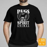 Pug Dog Themed Clothes & Attire - Canine Tee Shirts For Humans - Gifts for Dog Moms, Dads & Lovers - Pugs Are My Spirit Animal T-Shirt - Black, Plus Size