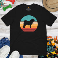 Pug Dog Themed Clothes & Attire - Canine Tee Shirts For Humans - Gifts for Dog Moms, Dads & Lovers - Vintage Sunset Themed T-Shirt - Black
