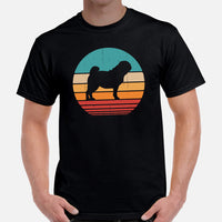 Pug Dog Themed Clothes & Attire - Canine Tee Shirts For Humans - Gifts for Dog Moms, Dads & Lovers - Vintage Sunset Themed T-Shirt - Black, Men