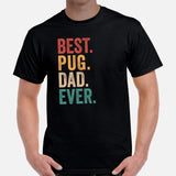 Pug Dog Themed Clothes & Attire - Canine Tee Shirts & Outfit For Humans - Gifts for Dog Dads & Lovers - Retro Best Pug Dad Ever T-Shirt - Black, Men