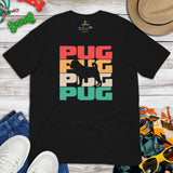 Pug Dog Themed Clothes & Attire - Canine Tee Shirts & Outfit For Humans - Gifts for Dog Moms, Dads & Lovers - Pug Retro Vibes T-Shirt - Black