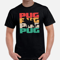 Pug Dog Themed Clothes & Attire - Canine Tee Shirts & Outfit For Humans - Gifts for Dog Moms, Dads & Lovers - Pug Retro Vibes T-Shirt - Black, Men