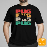 Pug Dog Themed Clothes & Attire - Canine Tee Shirts & Outfit For Humans - Gifts for Dog Moms, Dads & Lovers - Pug Retro Vibes T-Shirt - Black, Plus Size