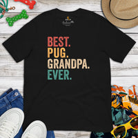 Pug Dog Themed Clothes & Attire - Canine Tee Shirts & Outfit For Humans - Gifts for Dog & Pet Lovers - Best Pug Grandpa Ever T-Shirt - Black
