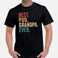 Pug Dog Themed Clothes & Attire - Canine Tee Shirts & Outfit For Humans - Gifts for Dog & Pet Lovers - Best Pug Grandpa Ever T-Shirt - Black, Men
