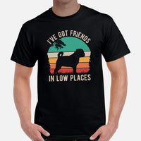 Pug Dog Themed Clothes, Attire - Funny Canine Tee Shirts For Humans - Gifts for Dog Lovers - I've Got Friends In Low Places T-Shirt - Black, Men