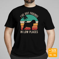 Pug Dog Themed Clothes, Attire - Funny Canine Tee Shirts For Humans - Gifts for Dog Lovers - I've Got Friends In Low Places T-Shirt - Black, Plus Size