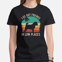 Pug Dog Themed Clothes, Attire - Funny Canine Tee Shirts For Humans - Gifts for Dog Lovers - I've Got Friends In Low Places T-Shirt - Black, Women