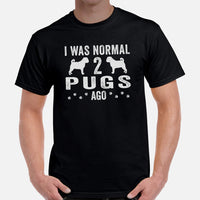Pug Dog Themed Clothes & Attire - Funny Canine Tee Shirts For Humans - Gifts for Dog Lovers & Owners - I Was Normal 2 Pugs Ago T-Shirt - Black, Men