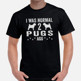 Pug Dog Themed Clothes & Attire - Funny Canine Tee Shirts For Humans - Gifts for Dog Lovers & Owners - I Was Normal 2 Pugs Ago T-Shirt - Black, Men
