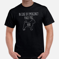 Pug Dog Themed Clothes & Attire - Funny Canine Tee Shirts For Humans - Gifts for Dog Moms, Dads & Lovers - Place Pug Here T-Shirt - Black, Men