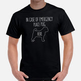 Pug Dog Themed Clothes & Attire - Funny Canine Tee Shirts For Humans - Gifts for Dog Moms, Dads & Lovers - Place Pug Here T-Shirt - Black, Men