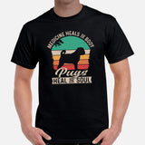 Pug Dog Themed Clothes & Attire - Funny Canine Tee Shirts For Humans - Gifts for Dog Moms, Dads & Lovers - Pugs Heal The Soul T-Shirt - Black, Men