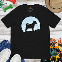Pug Dog Themed Clothes & Attire - Funny Canine Tee Shirts & Outfit For Humans - Gifts for Dog Lovers & Owners - Over The Moon T-Shirt - Black