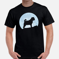 Pug Dog Themed Clothes & Attire - Funny Canine Tee Shirts & Outfit For Humans - Gifts for Dog Lovers & Owners - Over The Moon T-Shirt - Black, Men