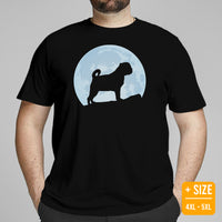 Pug Dog Themed Clothes & Attire - Funny Canine Tee Shirts & Outfit For Humans - Gifts for Dog Lovers & Owners - Over The Moon T-Shirt - Black, Plus Size