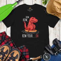 Punny T-rex Dinosaur Kayaking Shirt - Embrace The Lake, River & Yak Life - Adventure Awaits Tee - Gift for Avid Paddlers, Nature Lovers - Black