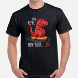 Punny T-rex Dinosaur Kayaking Shirt - Embrace The Lake, River & Yak Life - Adventure Awaits Tee - Gift for Avid Paddlers, Nature Lovers - Black, Men