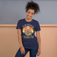 Purr-fect Book Lover Gift for Cat Lovers | I'd Like You Better If You Were A Book or Maybe A Cat Bookish Shirt for Fur Mom and Dad - Navy