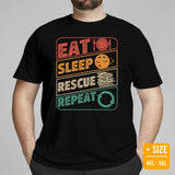 Bookish T-Shirt - Unique Presents, Gift Ideas for Book Lovers, Readers, Animal Lovers, Bookworms, Librarians - Eat Sleep Rescue Repeat Tee - Black, Large Size for Overweight