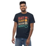 Bookish T-Shirt - Unique Presents, Gift Ideas for Book Lovers, Readers, Animal Lovers, Bookworms, Librarians - Eat Sleep Rescue Repeat Tee - Navy