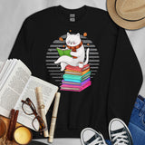 Purr-fect Book Lovers Gift Cute Cat Reading Book Sweatshirt - Adorable Cat Bookish Sweatshirt for Librarians, Cat and Book Enthusiasts - Black