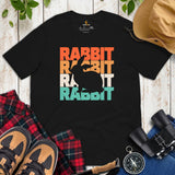 Rabbit & Hare 80s Retro Aesthetic T-Shirt - Easter Buck Bunny Tee - Gift for Rabbit Dad/Mom & Whisperer, Animal Lovers, Pet Owners - Black