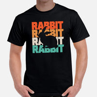 Rabbit & Hare 80s Retro Aesthetic T-Shirt - Easter Buck Bunny Tee - Gift for Rabbit Dad/Mom & Whisperer, Animal Lovers, Pet Owners - Black, Men