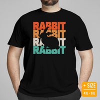 Rabbit & Hare 80s Retro Aesthetic T-Shirt - Easter Buck Bunny Tee - Gift for Rabbit Dad/Mom & Whisperer, Animal Lovers, Pet Owners - Black, Plus Size