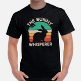 Rabbit & Hare T-Shirt - Easter Buck Bunny Tee - The Bunny Whisperer Retro Aesthetic Shirt - Ideal Gift for Rabbit Dad/Mom, Pet Owners - Black, Men