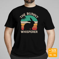 Rabbit & Hare T-Shirt - Easter Buck Bunny Tee - The Bunny Whisperer Retro Aesthetic Shirt - Ideal Gift for Rabbit Dad/Mom, Pet Owners - Black, Plus Size